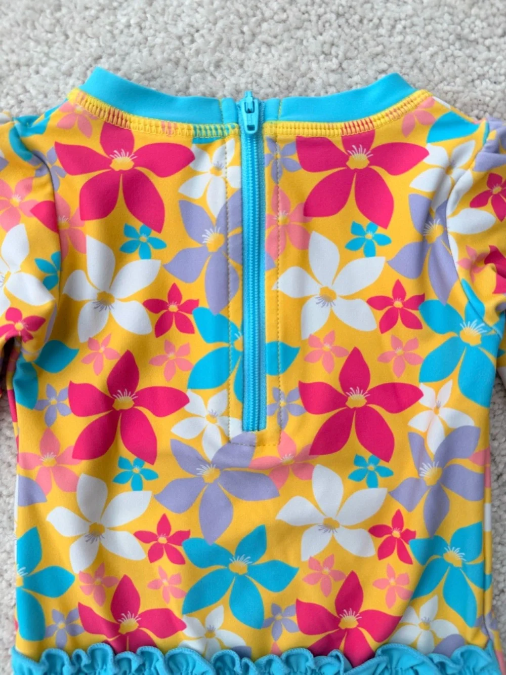 Ruffle Butts Yellow Multi Floral Long-Sleeve Rashguard - Picture 9 of 11